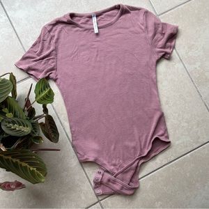 Lulus Basics Pink Mauve Ribbed Bodysuit